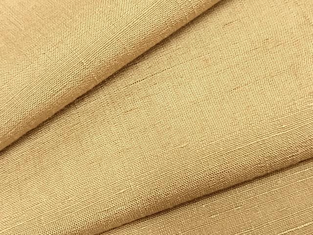 平和屋着物▽上質な紬　単衣　色無地　飴色　正絹　逸品　AABC0360fy