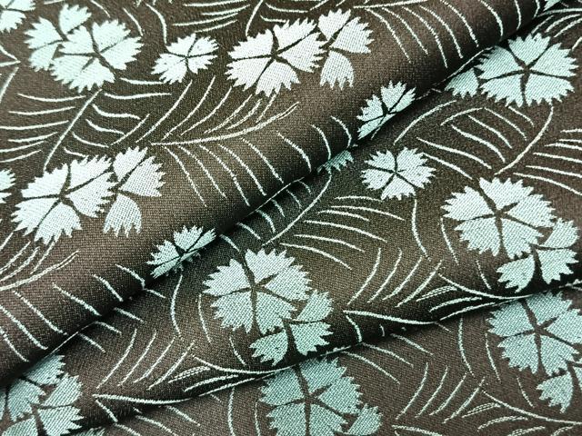 平和屋着物▽上質な小紋　単衣　草花文　黒地　正絹　逸品　AABC0373fy