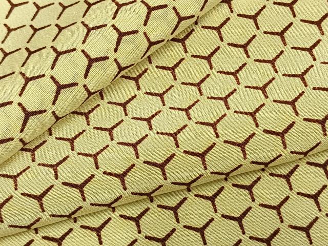 平和屋着物▽小紋　単衣　亀甲文様　洗える着物　AABC0412fy