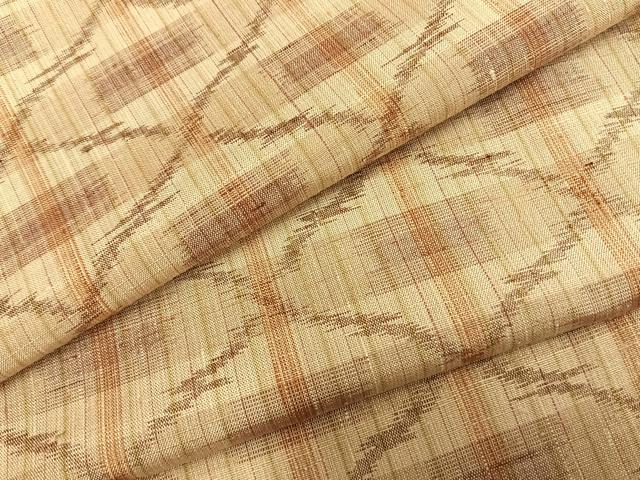 平和屋着物▽上質な紬　単衣　幾何学文様　正絹　逸品　AABC0428fy