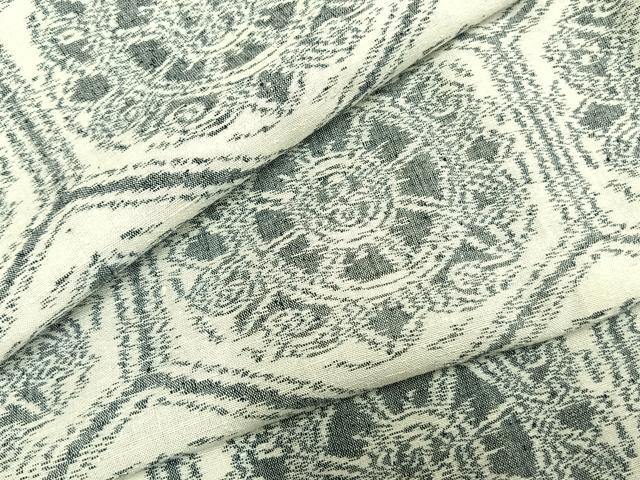 平和屋着物▽上質な紬　単衣　亀甲文様　正絹　逸品　AABC0430fy