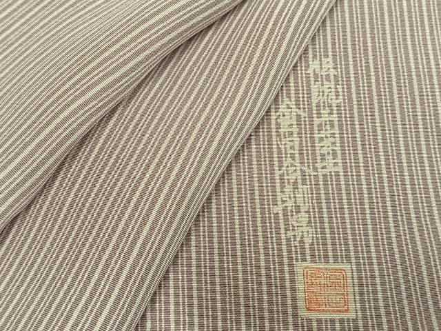 平和屋着物▽伝統工芸士　金田今朝男　小紋　単衣　縞　正絹　逸品　AABC0443fy