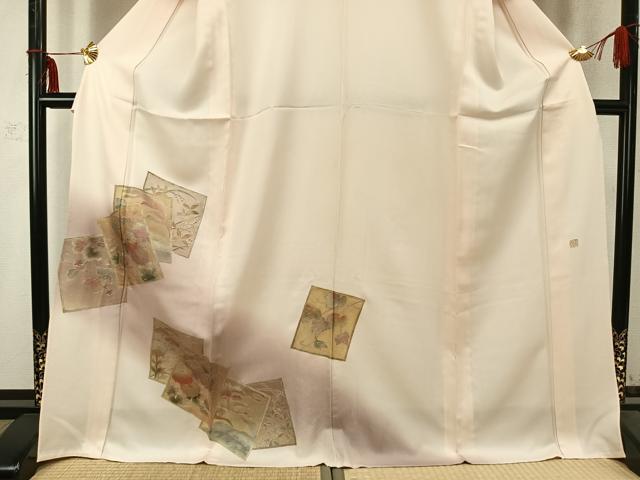 平和屋着物▽訪問着　単衣　作家物　色紙重ね花鳥文　暈し染め　金彩　ロング丈　正絹　逸品　AABC0453fy_2