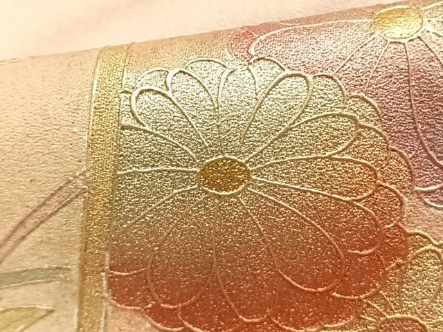平和屋着物▽訪問着　単衣　作家物　色紙重ね花鳥文　暈し染め　金彩　ロング丈　正絹　逸品　AABC0453fy_5