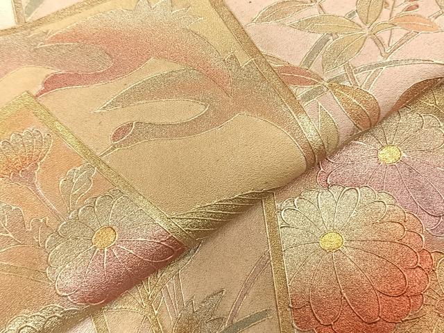 平和屋着物▽訪問着　単衣　作家物　色紙重ね花鳥文　暈し染め　金彩　ロング丈　正絹　逸品　AABC0453fy_4