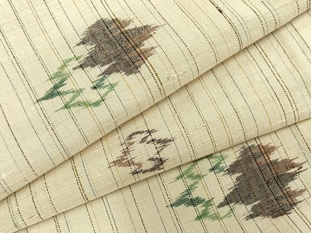 平和屋着物▽上質な紬　単衣　幾何学文様　正絹　逸品　AABC0474fy