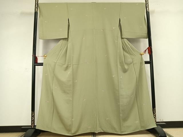 平和屋着物▽上質な小紋　単衣　枝花文　金彩　ますいわ屋扱い　正絹　逸品　AABC0511fy_1