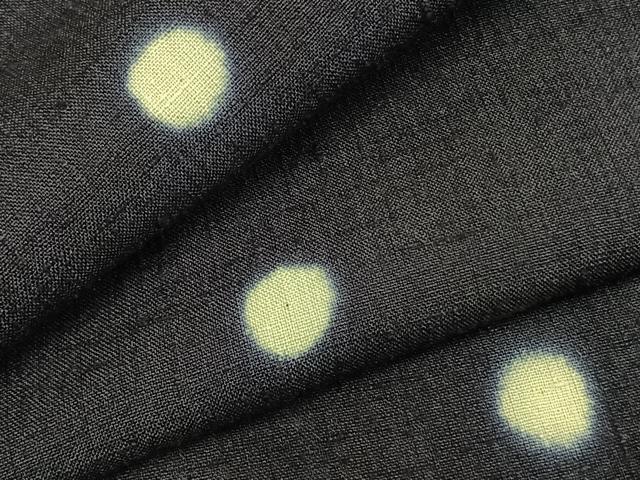 平和屋着物▽上質な紬　単衣　丸文　蛍暈し　正絹　逸品　AABC0521fy