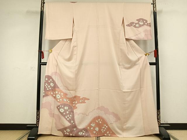 平和屋着物▽訪問着　単衣　絞り　辻が花　正絹　逸品　AABC0525fy