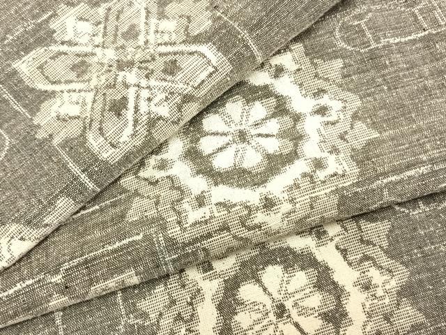 平和屋着物▽上質な紬　単衣　吉祥花文　正絹　逸品　AABC0538fy