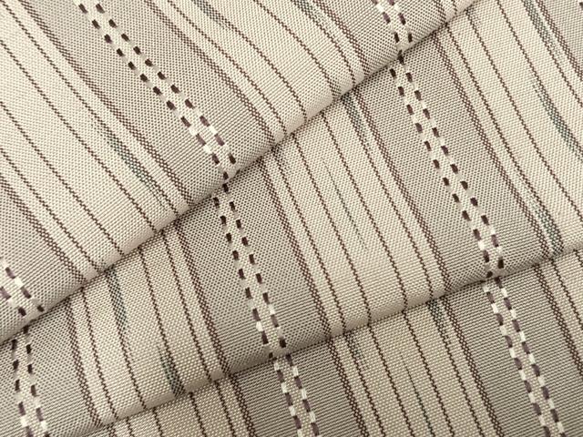 平和屋着物▽上質な紬　単衣　刺繍　間道　正絹　逸品　AABC0550fy