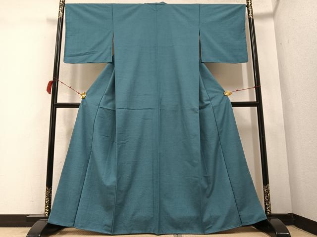 平和屋着物●上質な紬　色無地　錆納戸色　正絹　逸品　未使用　AABC0611ph 平和屋着物○上質な紬 色無地 錆納戸色 正絹 逸品 未使用 AABC0611phの