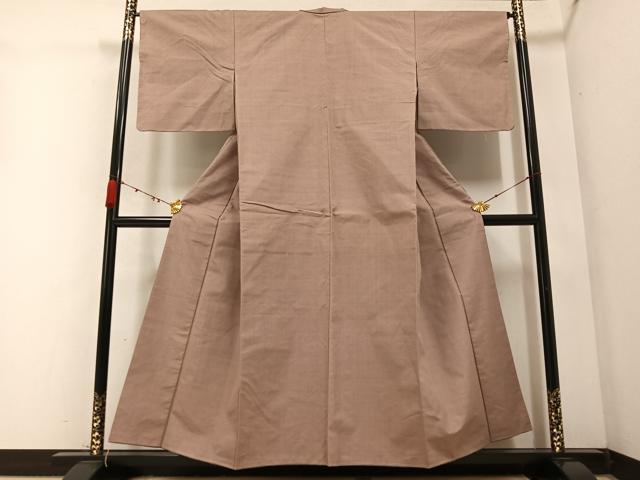 平和屋着物○結城紬 色無地 梅染色 正絹 逸品 未使用 AABC0613ph