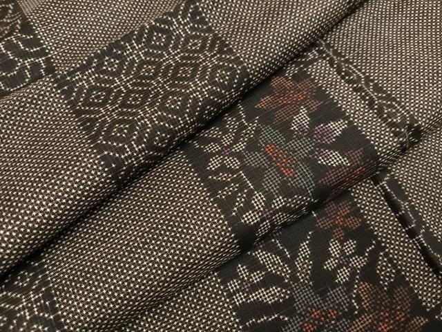 平和屋着物●本場大島紬　一元絣　吉祥草花文　正絹　逸品　AABC0623ph