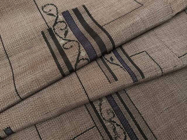 平和屋着物●上質な紬　幾何学文様　正絹　逸品　AABC0629ph