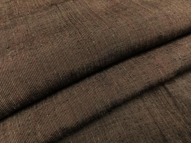 平和屋着物●男性　紬　海老茶色×利休白茶色　正絹　逸品　AABC0656ph