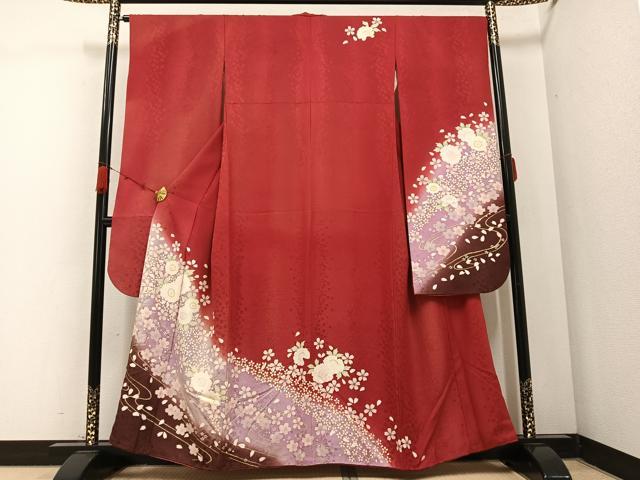 平和屋着物●豪華振袖　舞桜文　暈し染め　金彩　やまと誂製　正絹　逸品　AABC0674ph