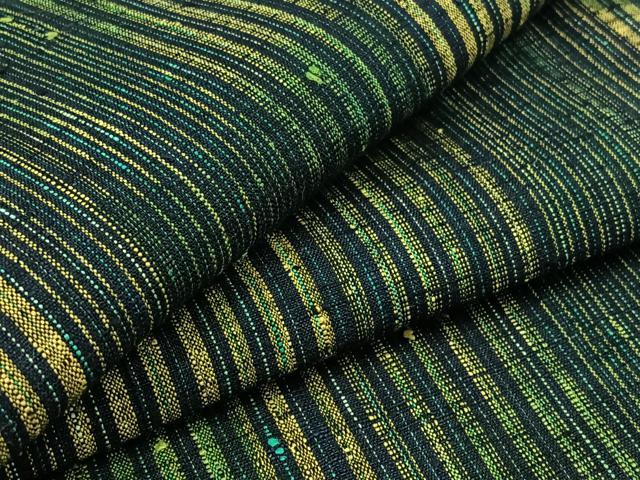 平和屋着物▽上質な紬　単衣　縞　正絹　逸品　AABC0681jh