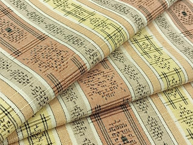 平和屋着物▽上質な紬　単衣　間道　正絹　逸品　AABC0682jh