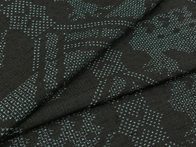 平和屋着物▽結城紬　単衣　100亀甲　有栖川文様　正絹　逸品　AABC0683jh