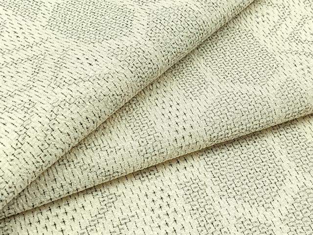 平和屋着物▽本塩沢　単衣　110亀甲　間道　正絹　逸品　AABC0684jh