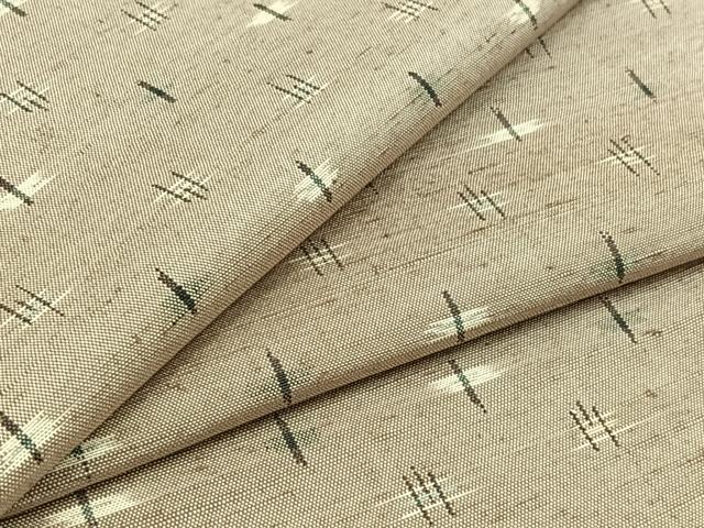 平和屋着物▽上質な紬　単衣　蚊絣　正絹　逸品　AABC0690jh