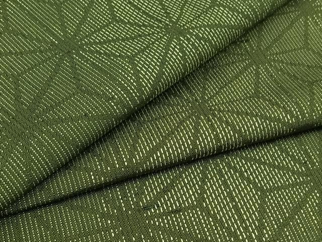 平和屋着物▽上質な紬　単衣　麻の葉文様　正絹　逸品　AABC0702jh