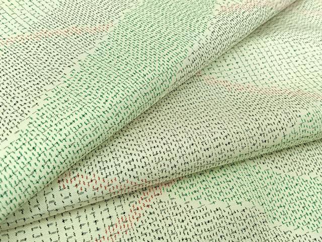 平和屋着物▽上質な紬　単衣　幾何学文様　正絹　逸品　AABC0705jh