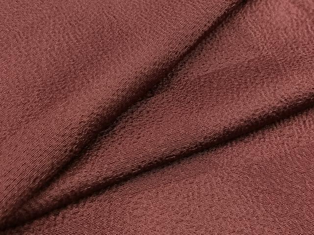 平和屋着物▽世界的友禅作家　千地泰弘　色無地　単衣　市松地紋　暗紅色　正絹　逸品　AABC0707jh