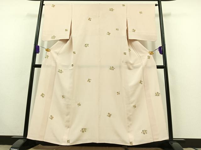 平和屋着物▽上質な小紋 単衣 色紙花文 金彩 正絹 逸品 AABC0715jh