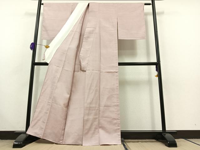 平和屋着物▽本場大島紬 単衣 薄柿色 正絹 逸品 AABC0716jh 紬