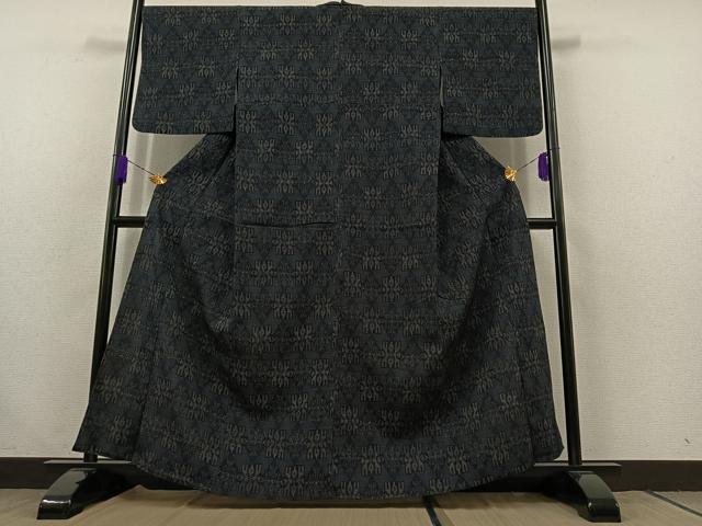 平和屋着物▽本塩沢　単衣　幾何学文様　正絹　逸品　AABC1202jh 平和屋着物▽本塩沢 単衣 幾何学文様 正絹 逸品 AABC1202jh