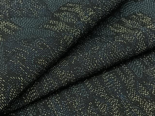 平和屋着物▽本塩沢　単衣　幾何学文様　正絹　逸品　AABC1202jh