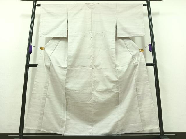 平和屋着物▽上質な紬 　単衣　横段文 　正絹　逸品　未使用　AABC1224jh_1