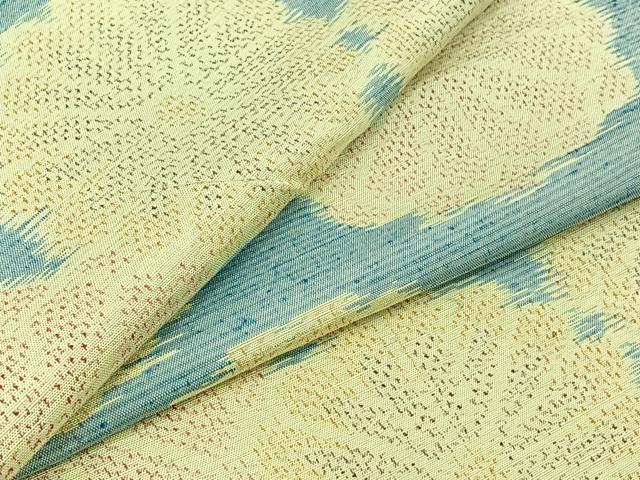 平和屋着物▽上質な紬　単衣　菊　正絹　逸品　AABC1228jh