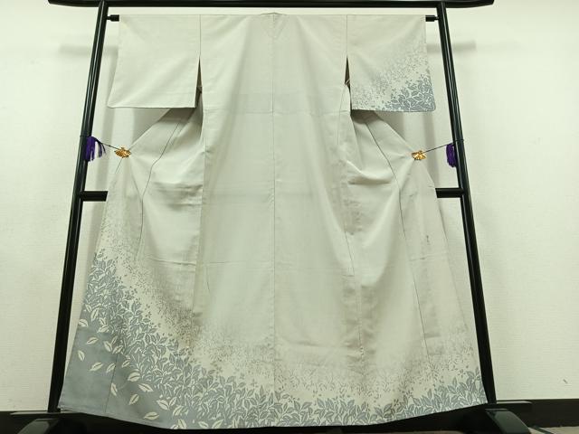 平和屋着物▽藤倉守正　訪問着　本塩沢　単衣　草花文　正絹　逸品　AABC1700jh