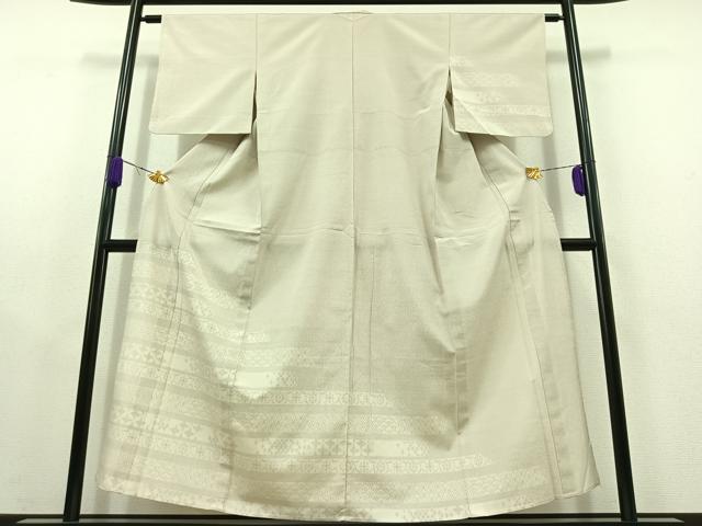 平和屋着物▽訪問着　本塩沢　単衣　横段吉祥文　正絹　逸品　AABC1705jh