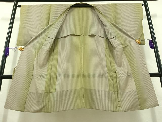 平和屋着物▽道行コート　スリーシーズン　春夏秋　塵除け　縞　正絹　逸品　AABC1713jh 平和屋着物▽道行コート スリーシーズン 春夏秋 塵除け 黒鳶色 ロング