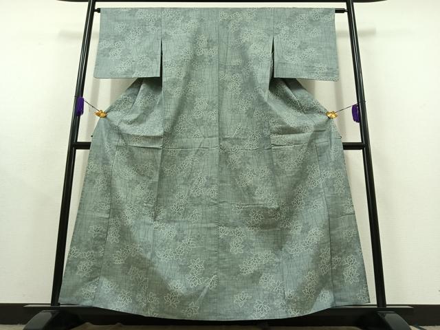 平和屋着物▽上質な紬 単衣 立涌花文 正絹 逸品 AABC1719jh