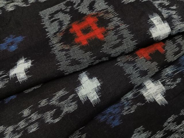 平和屋着物●久留米絣　単衣　幾何学文様　綿　逸品　AABC1738ph