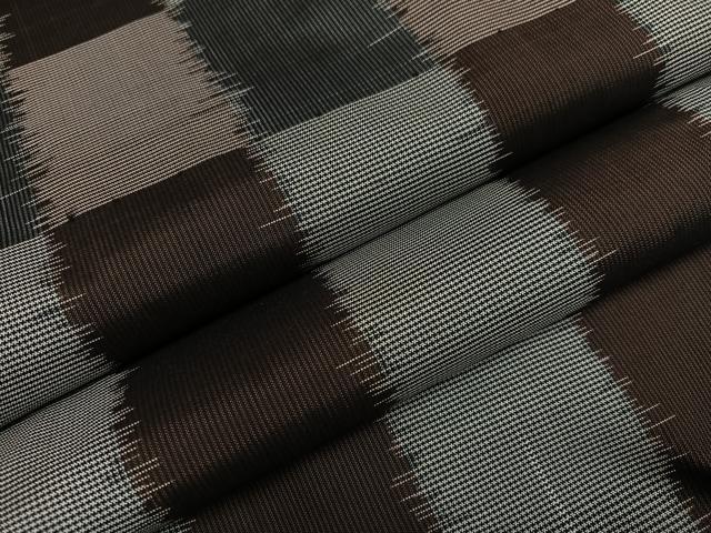 平和屋着物●上質な紬　市松文様　正絹　逸品　AABC1745ph