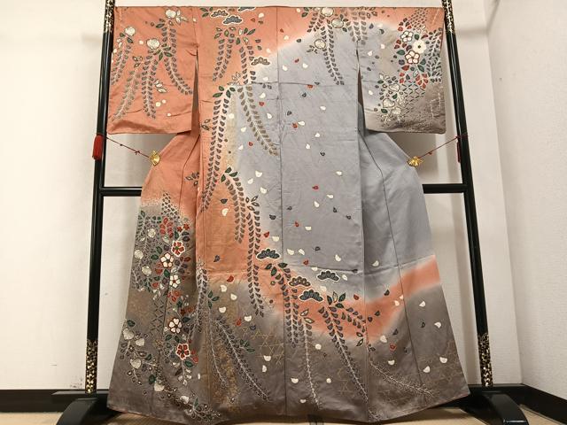 平和屋着物●訪問着　辻が花　暈し染め　金彩　正絹　逸品　AABC1766ph