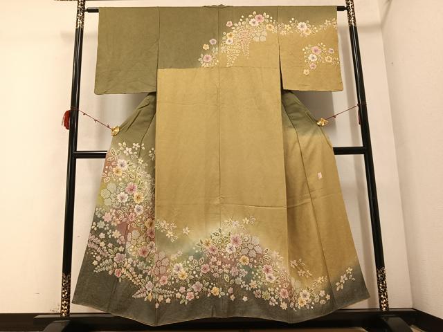 平和屋着物●越後十日町の一流染匠　桐屋・翠山工房　徳永憲峯　訪問着　暈し染め　金彩　銀通し地　正絹　逸品　AABC1770ph