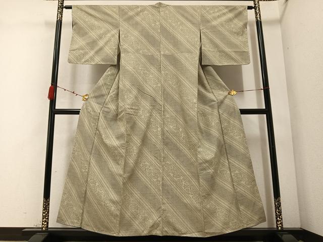 平和屋着物●結城紬　100亀甲　斜縞　やまと誂製　正絹　逸品　未使用　AABC1773ph