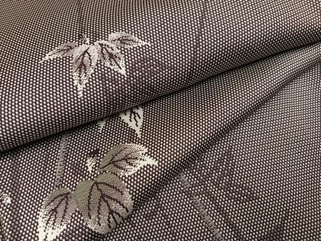 平和屋着物●お召　枝葉文　正絹　逸品　AABC1798ph