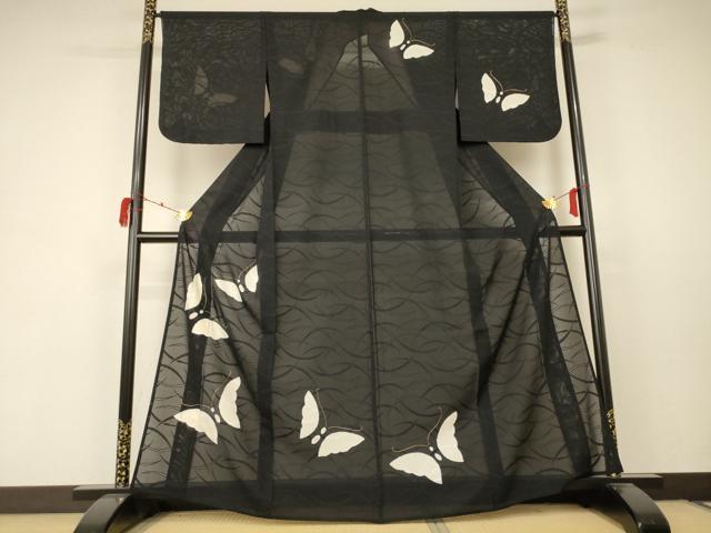 平和屋着物＊夏物　訪問着　絽　駒刺繍　舞蝶文　正絹　逸品　AABC1821jd