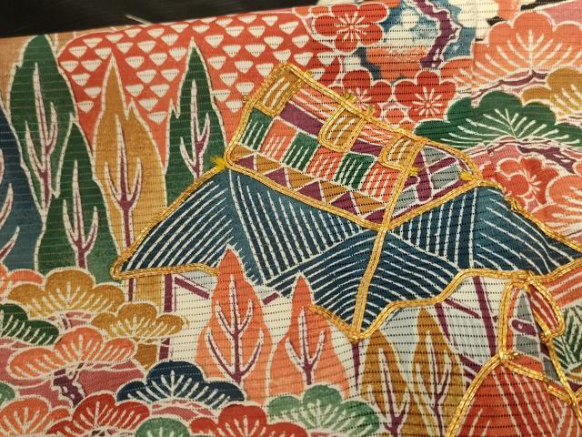 平和屋着物＊夏物　黒留袖　絽　駒刺繍　風景舞鶴文　正絹　逸品　AABC1846jd_5