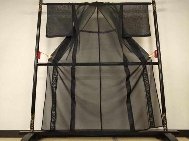 平和屋着物＊夏物　色無地　紗　紫黒色　正絹　逸品　AABC1852jd