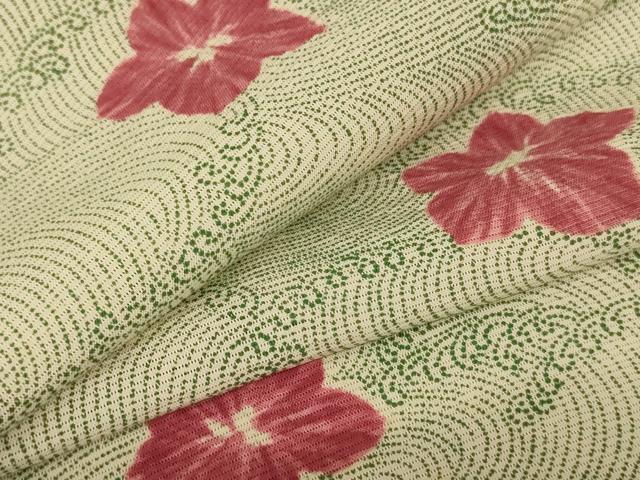 平和屋着物＊夏物　小紋　絽　立波花文　正絹　逸品　AABC1857jd