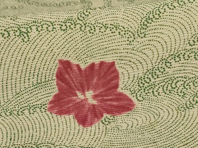 平和屋着物＊夏物 小紋 絽 立波花文 正絹 逸品 AABC1857jd